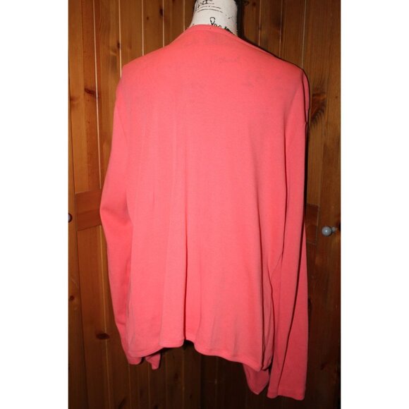 Talbots Open Front Cotton Cardigan Salmon Size XL - Picture 2 of 7